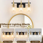 Asnxcju 3-Light Black and Gold Bathroom Light Fixtures, Vanity Lights - Image 4