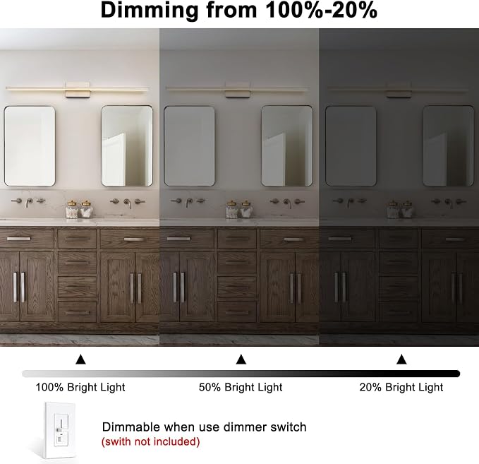 39.4 inch Brushed Nickel Bathroom Vanity Light Bar 5CCT Dimmable Bathroom Light - Image 7