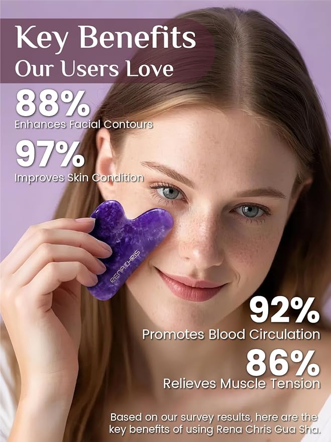 Rena Chris Gua Sha Facial Tools: Natural Amethyst Guasha Tool - Image 3