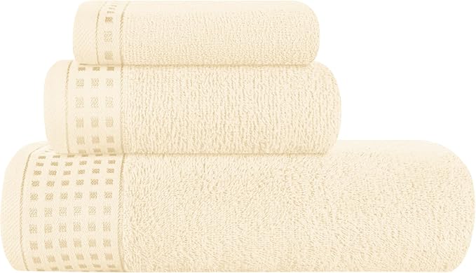 GLAMBURG Ultra Soft 3 Pack Cotton Towel Set, Contains a Bath Towel 28x55 inch by GLAMBURG
