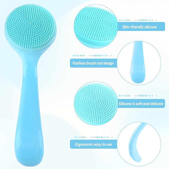 2Pack Silicone Face Brush Manual Face Scrub Brush Soft Facial Brushes - Image 3