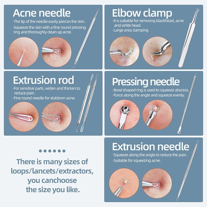 JPNK Blackhead Remover Comedone Extractor Acne Removal Kit.. - Image 3