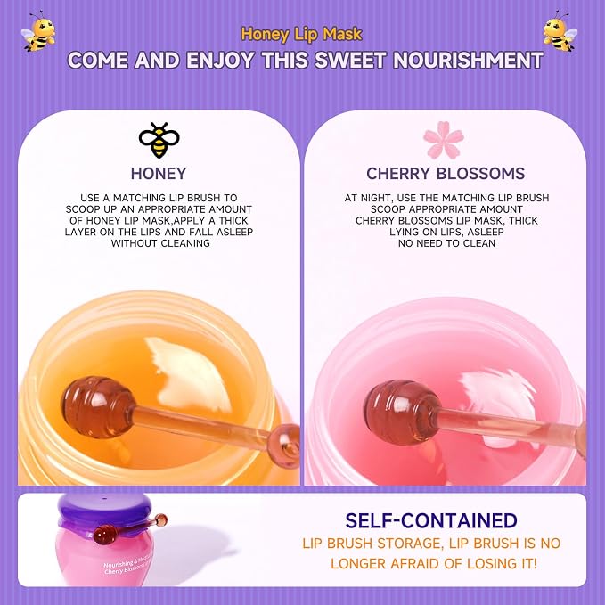 2 Bottles Sakura & Honey Lip Balm, Day & Night Repair Deep Moisture and Fade - Image 2