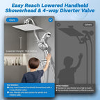 Hibbent cUPC Certified All Metal 10" Rainfall Showerhead Combo, High Pressure - Image 5