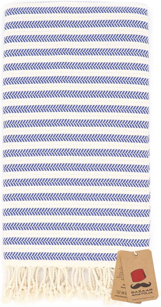 Bazaar Anatolia Turkish Beach Towel – 100% Cotton, Quick Dry, Sand Free Striped - Image 9