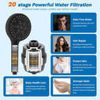 Hibbent 5-spray Dual Filtered Rainfall Shower Head Combo, High Pressure 13'' - Image 5