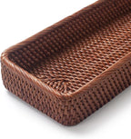 Rattan Bathroom Vanity Trays Toilet Tank Baskets Long Narrow Hand Towel Storage - Image 4
