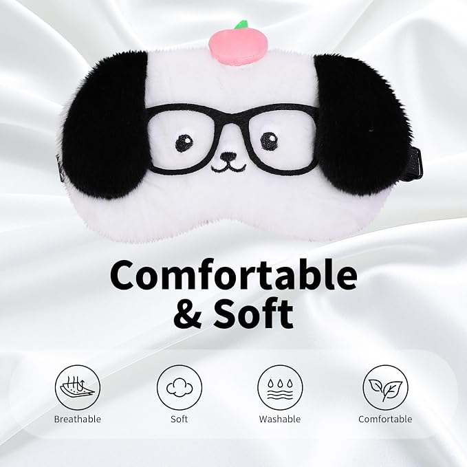 PERFECTSIGHT Sleep Eye Masks, Cute Plush Sleep Eye Cover Lightweight Adjustable - Image 3