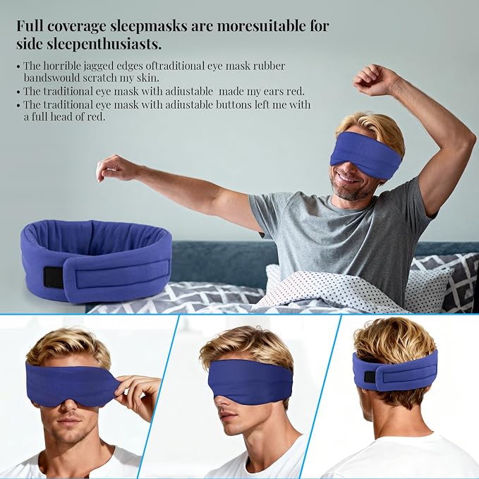 Cotton Sleep Eye Mask for Men, 100% Blocking Light Eye Mask Sleeping for Side - Image 4