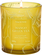 M&SENSE Tea Scented Candles, Vegan Soy Wax, Naturally Scented Mango Green Tea by MSENSE