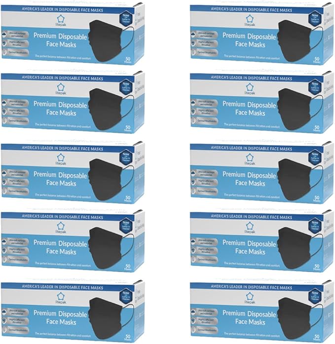 Litepak 500pcs Premium Disposable Face Mask SOFT 3ply Nose Wire - Image 2