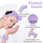Zkptops 6Pcs Spa Headband for Washing Face Wristbands Set Women Bubble Makeup - Image 3