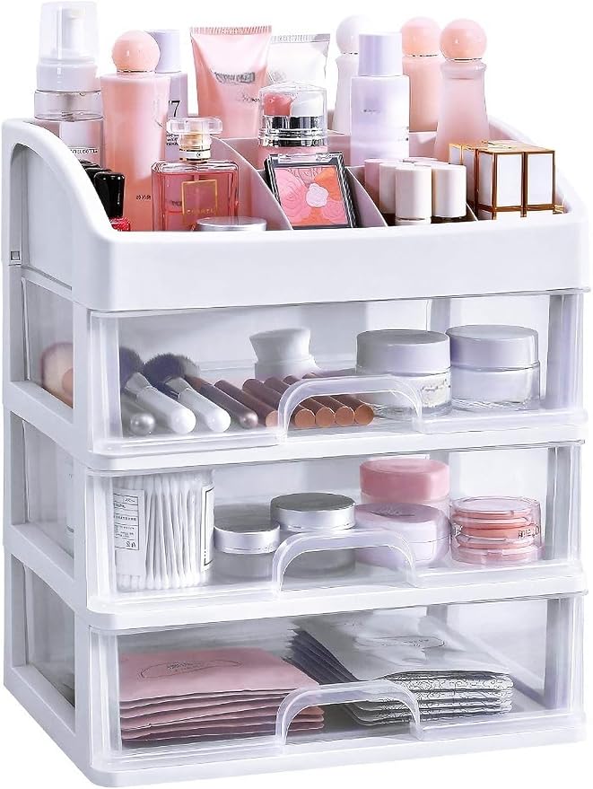 Simbuy Makeup Organizer with 3 Drawers, Bathroom Vanity Countertop Storage by Simbuy