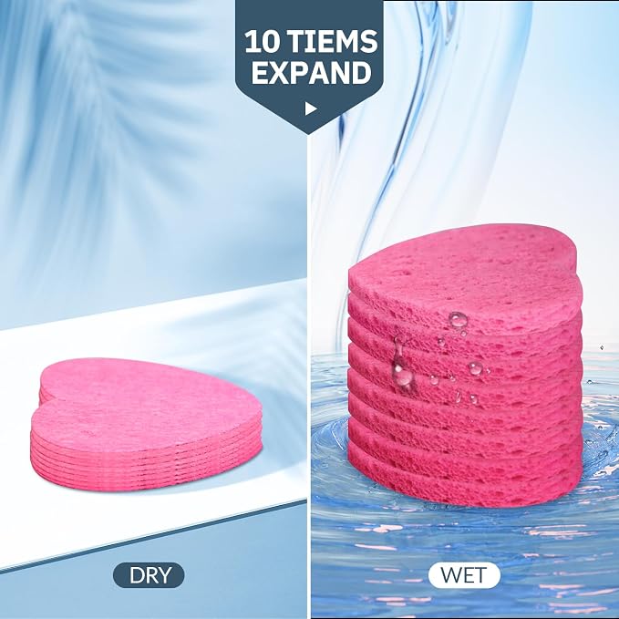 50-Count Facial Sponges Compressed, 100% Natural Cellulose Face Sponge - Image 4