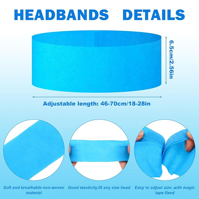 128 Pieces Disposable Spa Facial Headbands Stretch Non-Woven Facial Headband - Image 2