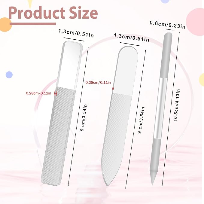 3 PCS Glass Nail Files for Natural Nails, Glass Nail Buffer and Shine Kit - Image 2