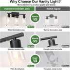 MOKATNG 3-Light Bathroom Light Fixtures, Vanity Light - Image 3