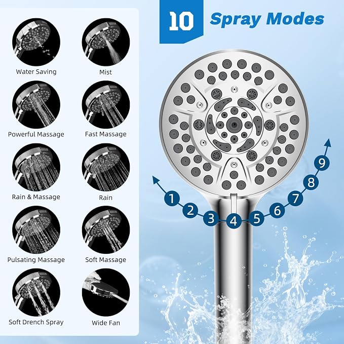 Hibbent Dual Filter All Metal 10"Rainfall Showerhead Combo, High Pressure - Image 4