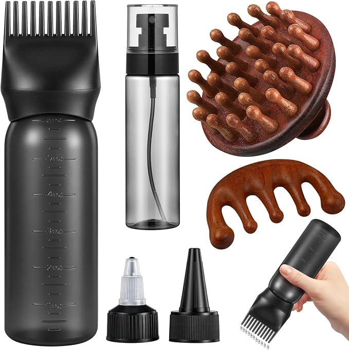 ProSuites 6 in 1 Set Wooden Head Scalp Massager Comb Tool Hair Gua Sha Comb by ProSuites