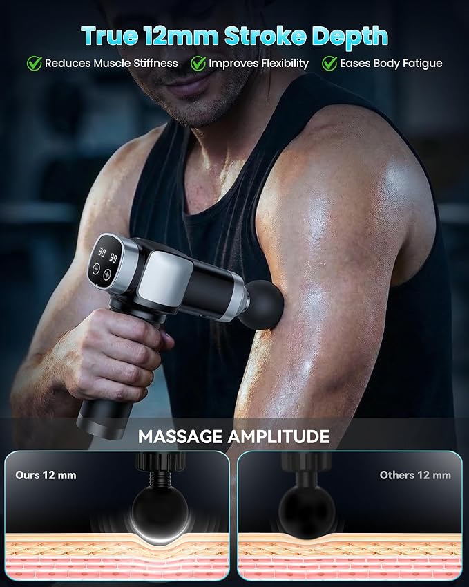 Massage Gun Deep Tissue, Portable Percussion Electric Muscle Massager - Image 6