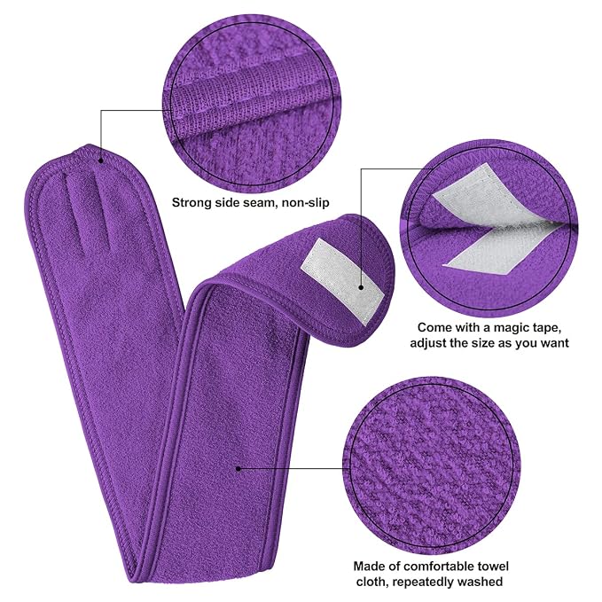 Denfany Spa Headband 3 Pack Ultra Soft Adjustable Face Wash Headband - Image 3