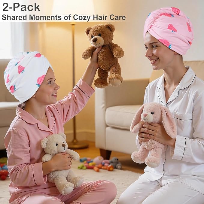 2 Pack Microfiber Hair Towel Wrap - Image 5