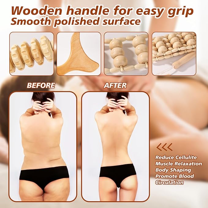 Wood Therapy Tools for Body Shaping, 8 in 1 Wood Therapy Massage Tools - Image 4