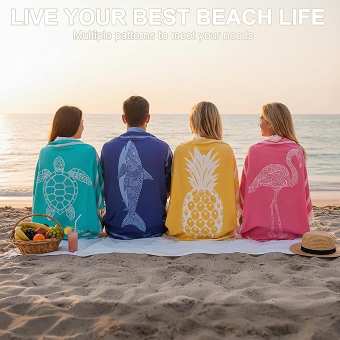 Oversized Cotton Turkish Beach Towels 72"x36" Lightweight Quick Dry Sandless - Image 7