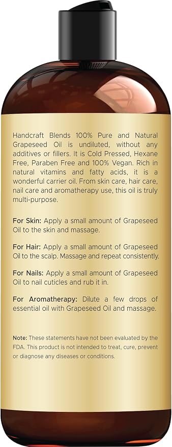 Handcraft Blends Grapeseed Oil | 100% Pure and Natural | Bath & Body Oil | - Image 2