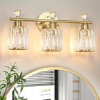 3-Light Gold Bathroom Light Fixtures Modern K9 Crystal Vanity Lights Wall Sconce by KunruiTAI