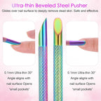 Dual Ended Nail Cuticle Pusher, 100/180 Grit Sandpaper Sheets Cuticle File - Image 3