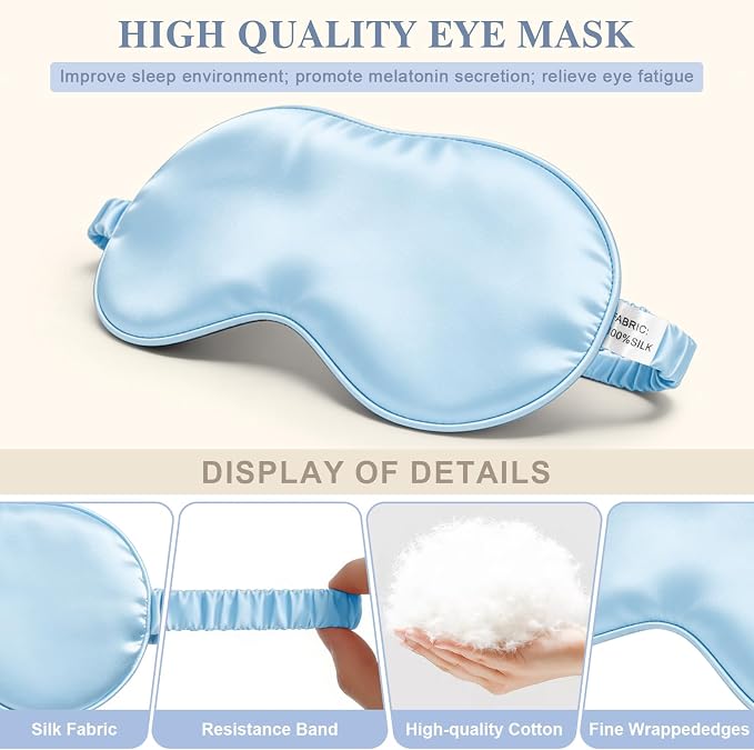 Silk Sleep Mask, Eye Mask for Sleep Women Men, Mulberry Sleeping Mask - Image 4