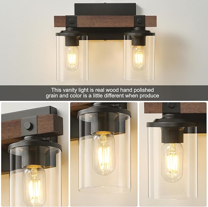 GoYeel Farmhouse Vanity Lights for Bathroom, Wooden Rustic Vanity Lighting - Image 4