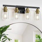 Bathroom Vanity Light, 4-Light Black and Gold Bathroom Light Fixtures - Image 8