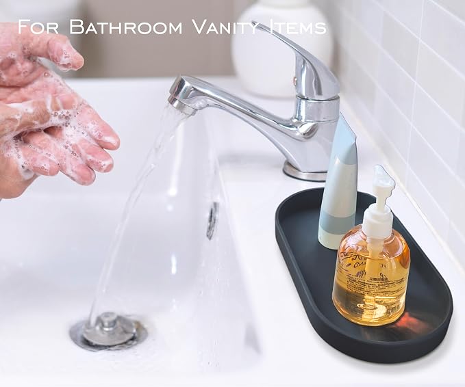 Black Small Tray, Oval Tray for Kitchen Counter, Bathtub Bathroom Vanity Items - Image 7