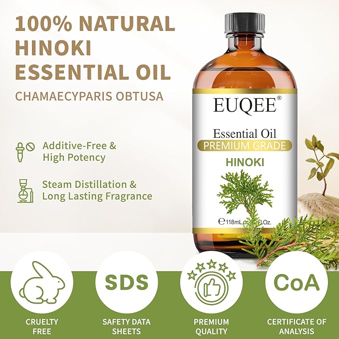 EUQEE Hinoki Essential Oil 118ml/4Fl Oz Pure Japanese Hinoki Oil Premium - Image 2