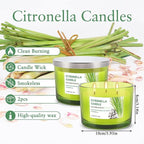Set of 2 Green Glass Jars Citronella Oil Candles 14oz Smokeless & Outdoor - Image 6