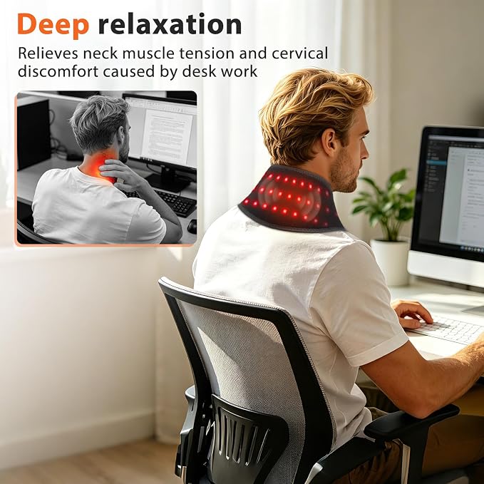 Neck Heating Pad with Massage, Heating Neck Wrap with 660nm 850nm Red Light - Image 5
