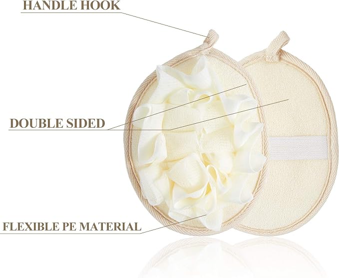 Boao 3 Pcs Bath Shower Pouf Sponge Mesh Pouf Shower Ball Exfoliating Body - Image 3