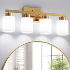 PARTPHONER 4-Light Brushed Gold Bathroom Light Fixtures, Modern Vanity Light by PARTPHONER