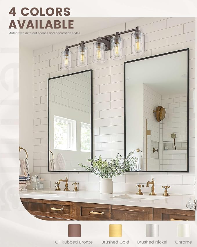 FEMILA 32" Bathroom Light Fixtures, Oil Rubbed Bronze Vanity Light, 5 Light - Image 3