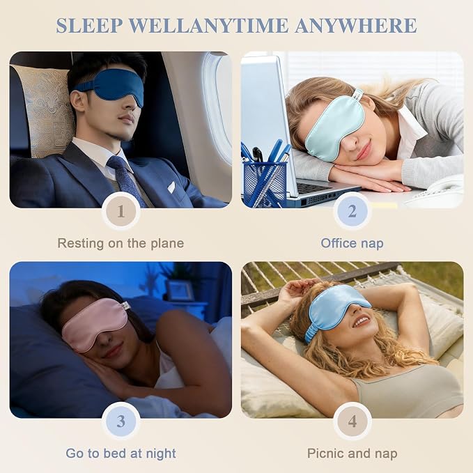 Silk Sleep Mask, Eye Mask for Sleep Women Men, Mulberry Sleeping Mask - Image 7