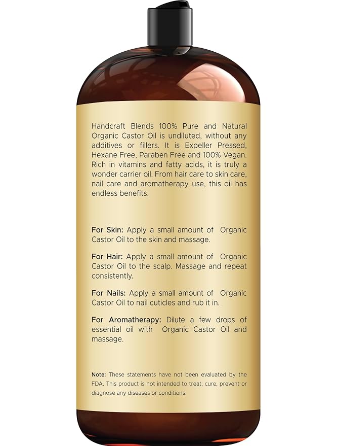 Handcraft Blends Organic Castor Oil 28 Fl Oz | 100% Pure and Natural | Premium - Image 3