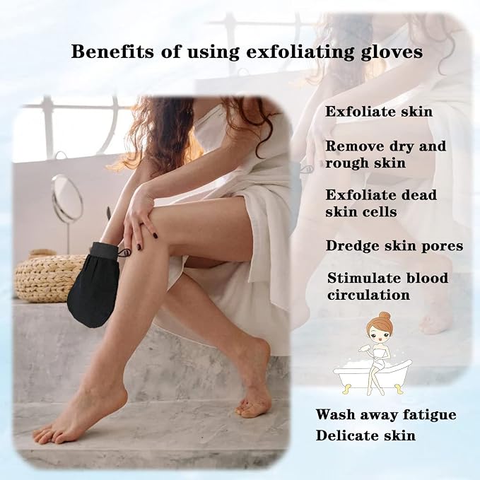 Exfoliating Mitt for Body Scrub Exfoliator Glove Revive Glow Keesa Exfoliating - Image 5