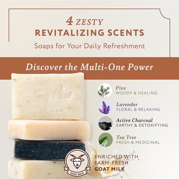 Mary Case Goat Milk Variety Bar Soap Set of 4 | Lavender, Pine Tar, Tea Tree & - Image 2