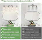 Indoi 4 Light Bathroom Light Fixtures, Chrome Vanity Lights - Image 2