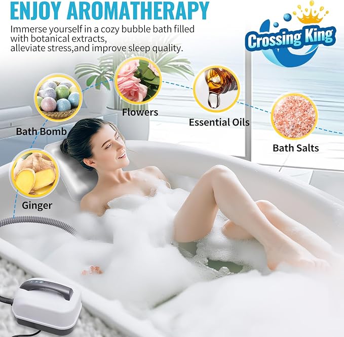 Crossing King Bubble Bath Mat Tub Spa Massager, Portable Spa Bubble Bath - Image 8