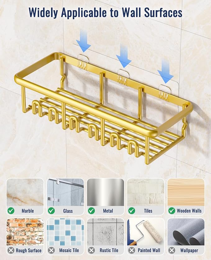 8 Pack Adhesive Rustproof Shower Shelves - Image 7