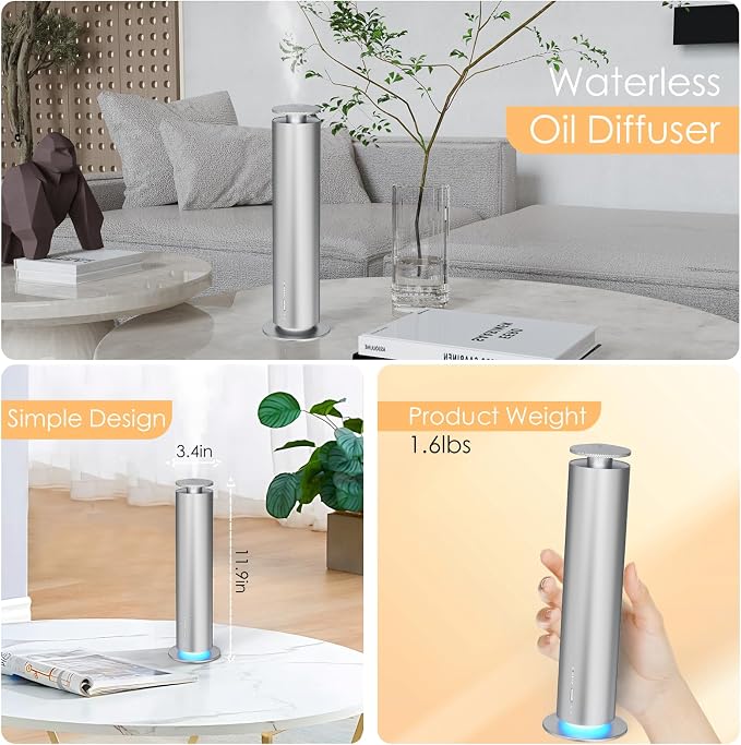 Waterless Essential Oil Diffuser, Long Lasting Aromatherapy Scent Diffuser - Image 7