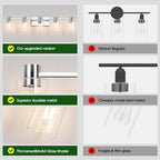 5-Light Modern Vanity Light Fixtures Over Mirror, Chrome Bathroom Light Fixtures - Image 2